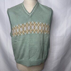 Vintage Gap Womens Argyle Sweater Vest XL Green Y2K Preppy School Girl College